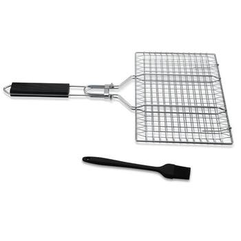 Folding stainless steel barbecue net removable square grilled fish clip outdoor barbecue utensils