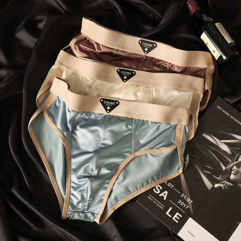 Men's Comfortable Satin Silk Underwear, Mid-Waist, Stylish, Light Luxury, Breathable Briefs with Personality Men's Comfortable Satin Silk Underwear, Mid-Waist, Stylish, Light Luxury, Breathable Briefs with Personality