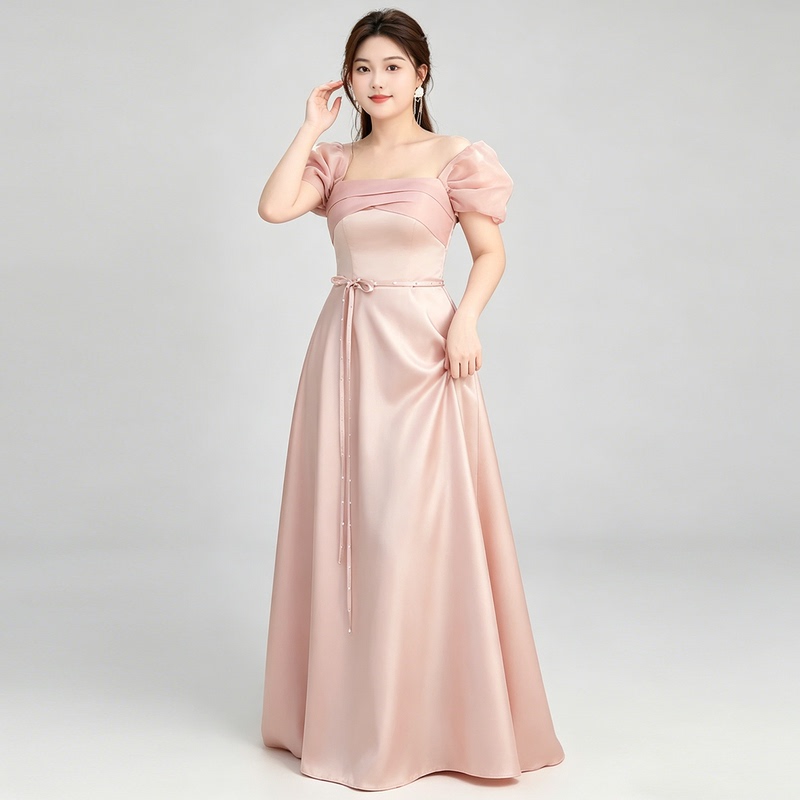 Joyful Orange Bridesmaid Dress Plus Size for Plus-Size Women, Can Be Worn Daily to Cover the Belly and Make You Look Slimmer, 100kg Extra Large Formal Dress