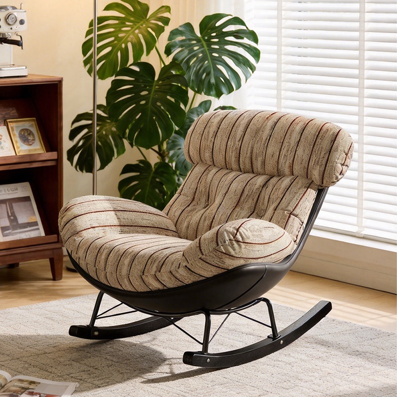 Lazy Sofa That Can Recline and Sleep, Mid-Century Rocking Chair, Vintage Single Rocking Chair, Balcony Living Room Leisure Adult Recliner