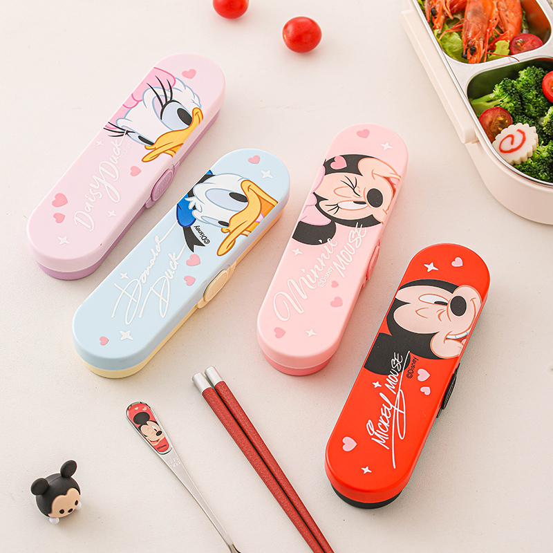 Mickey Cartoon Compartmented Lunch Box Set Student Portable Tableware with Chopsticks and Spoon Mickey Cartoon Compartmented Lunch Box Set Student Portable Tableware with Chopsticks and Spoon
