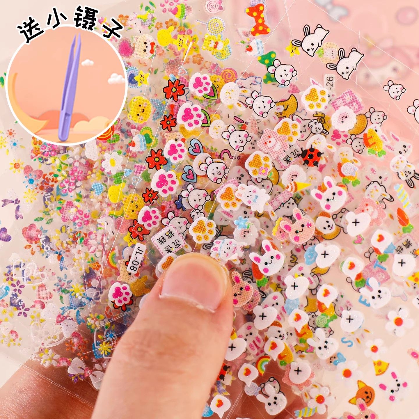 Kids Cartoon Rabbit Nail Stickers Waterproof Princess Art - Detail image 3