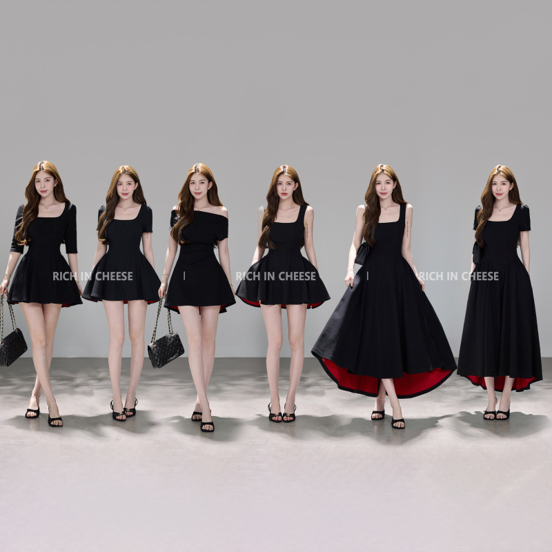 Shuhulei Black and Red Hepburn French-Style High-End Black Dress with Red Bottom, Waist-Cinching, Slimming A-Line Puffy Skirt for Women Shuhulei Black and Red Hepburn French-Style High-End Black Dress with Red Bottom, Waist-Cinching, Slimming A-Line Puffy Skirt for Women