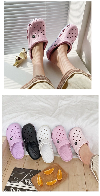 Crocs dép triều ins nữ y tá phòng mổ dép dày lớp vỏ đáng yêu giày lớn Bao Đầu dép trượt