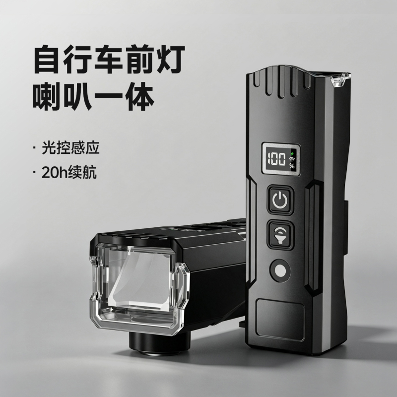 Bicycle Night Riding Light, Night Driving Light, Horn Integrated Two-In-One Headlight, Road and Mountain Bike Night Lighting for Children Bicycle Night Riding Light, Night Driving Light, Horn Integrated Two-In-One Headlight, Road and Mountain Bike Night Lighting for Children