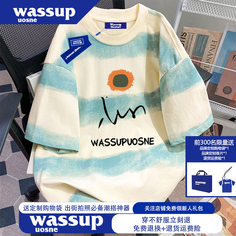 Wassup Uosne Extra Large Size 150kg Striped Couple Short-Sleeved T-Shirt for Men and Women Summer Casual Half-Sleeved Tops Wassup Uosne Extra Large Size 150kg Striped Couple Short-Sleeved T-Shirt for Men and Women Summer Casual Half-Sleeved Tops