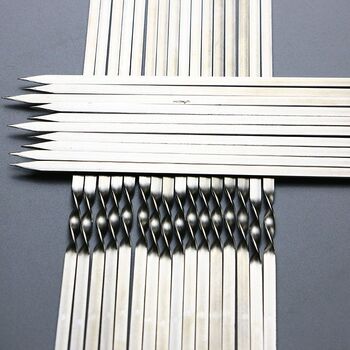 Stainless steel barbecue skewers flat skewers mutton skewers household steel skewers barbecue skewers barbecue utensils new style