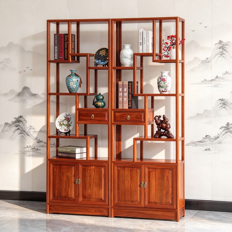 New Chinese-Style Antique Display Cabinet, Solid Wood Multi-Purpose Shelf, Bookshelf, Tea Room, Living Room Display Cabinet, Partition, Storage Rack, Rosewood New Chinese-Style Antique Display Cabinet, Solid Wood Multi-Purpose Shelf, Bookshelf, Tea Room, Living Room Display Cabinet, Partition, Storage Rack, Rosewood