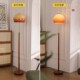 Oimg British-Style Vintage Solid Wood Floor Lamp Beside the Sofa in the Living Room, American-Style Ambient Light, Bedroom Wabi-Sabi Style Floor Lamp