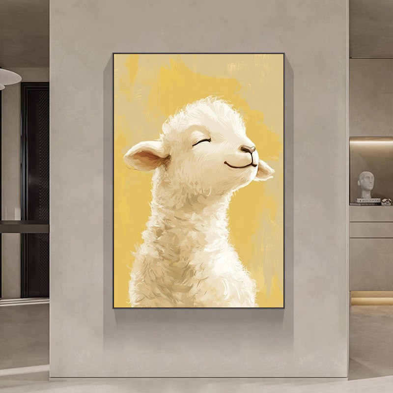 Scandinavian French Cream Style Living Room Decorative Painting Abstract Art Restaurant Background Hanging Painting Entrance Hallway Sheep Mural Scandinavian French Cream Style Living Room Decorative Painting Abstract Art Restaurant Background Hanging Painting Entrance Hallway Sheep Mural