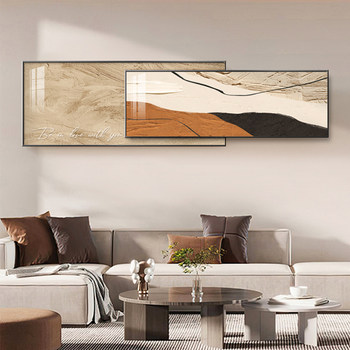 Modern minimalist living room decoration painting orange minimalist sofa background wall hanging painting abstract texture bedroom stacking painting