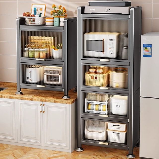 Higher kitchen storage rack microwave storage cabinet floor-standing multi-layer rice cooker storage cabinet cabinet cabinet cabinet cabinet