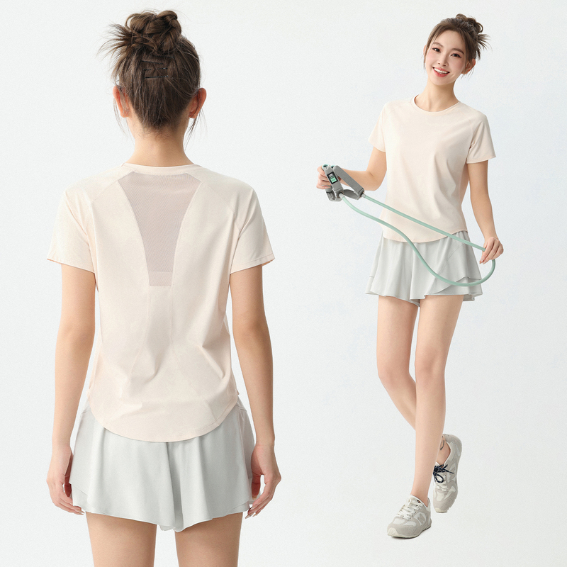 Mesh Breathable Sports Short-Sleeved T-Shirt for Women, New Summer Fitness Top, Training Running Yoga Wear, Quick-Drying Tennis Wear