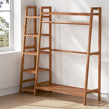 Clothes rack, coat rack, household bedroom, simple, solid wood floor-standing wardrobe storage, small clothes, storage, bamboo