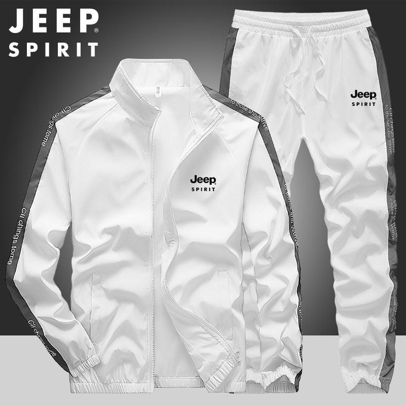 Jeep Jeep Sports Suit for Men, Spring and Autumn Trendy and Stylish Casual Jacket, Large Size Loose Running Suit, Two Pieces Jeep Jeep Sports Suit for Men, Spring and Autumn Trendy and Stylish Casual Jacket, Large Size Loose Running Suit, Two Pieces
