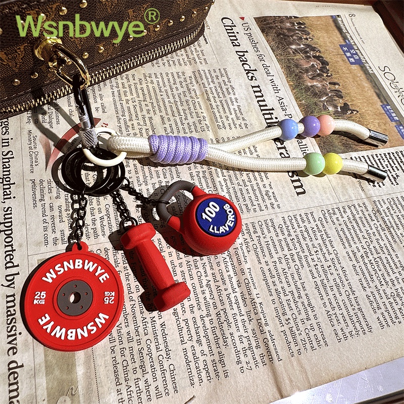 Fitness Pendant Miu Series Dumbbell Pvc Mini Kettlebell Keychain Silicone Barbell Ornament Car Keychain Gift
