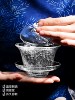 High-End Crystal Glass Tea Set for Home Use, Light Luxury, Simple Kung Fu Tea Brewing, Covered Bowl, Floating Flower Glass Complete Set