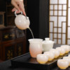 High-End Jade Ice Jade Porcelain Tea Set for Home Use, Light Luxury White Jade Porcelain Teapot, Kung Fu Tea Bowl Gift Set
