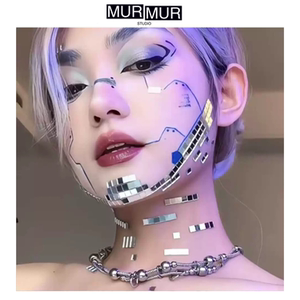 Murmur Futuristic Mechanical Style Xiaohongshu Same Style Ai Cyberpunk Concert Stickers Cos Self-Adhesive Face Stickers