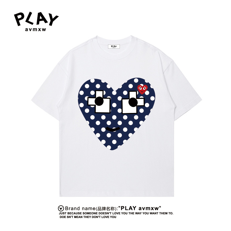 Play Avmxw Official Short-Sleeved T-Shirt Summer New Couple Style Pure Cotton Trendy Brand Loose Casual Round Neck Top Play Avmxw Official Short-Sleeved T-Shirt Summer New Couple Style Pure Cotton Trendy Brand Loose Casual Round Neck Top