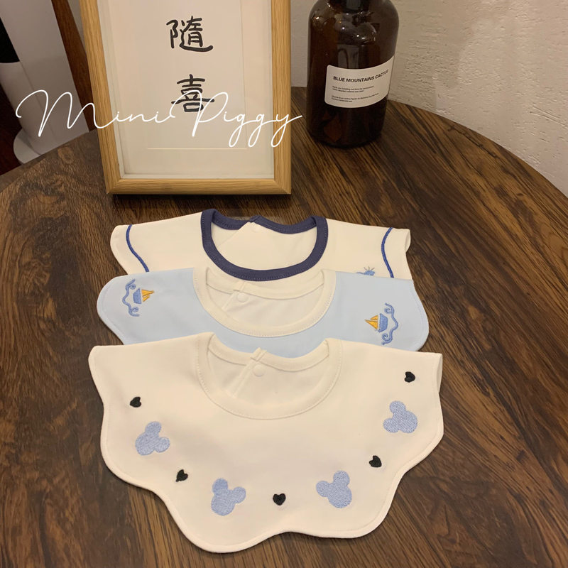 Korean Style Baby Pure Cotton Saliva Towel, Children's Waterproof Bib, Newborn Boy's Rotatable Bib, Spring and Summer, 0-2 Years Old