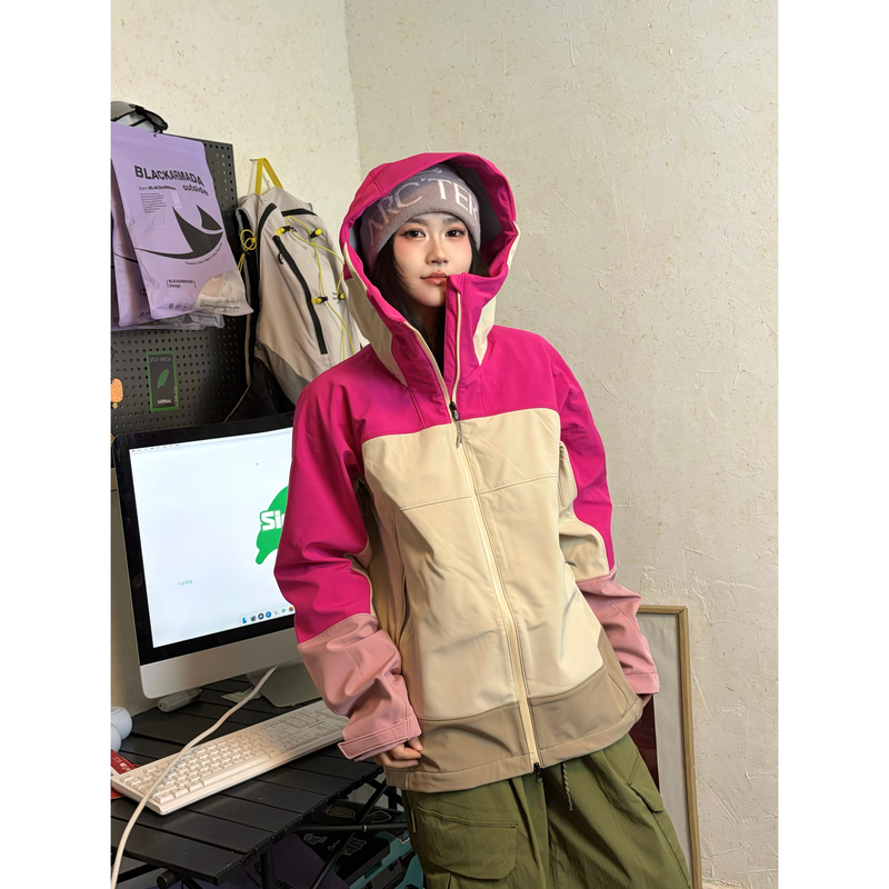 [Shop Owner's Real Shot] Niaojia Brand Windbreaker, No Label, Alternative Color-Blocking Soft Shell, Unisex, Sports, Outdoor, Windproof, Waterproof