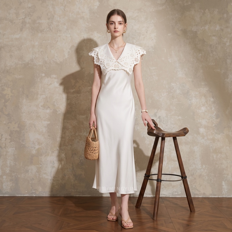 2026 Summer New White Hollow Lace Dress for Women, Light Luxury, High-End, Elegant and Graceful Mid-Length Dress 2026 Summer New White Hollow Lace Dress for Women, Light Luxury, High-End, Elegant and Graceful Mid-Length Dress