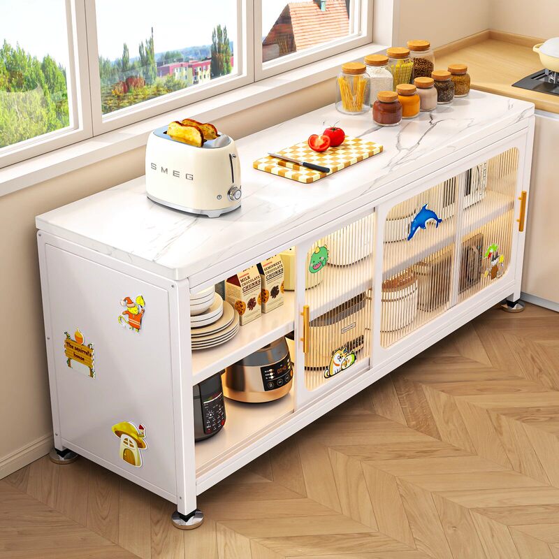 Kitchen Storage Rack, Slate Sideboard, Multi-Layer Storage Function, Wall-Mounted Integrated Storage, Sideboard, Cutting Table, Cabinet
