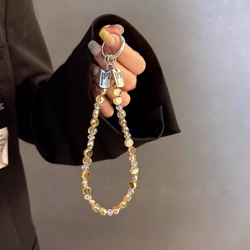 Japanese Lofub Luxurious High-End Crystal Handbag Chain Wrist Strap Short Lanyard with Clip Shell Keychain Bag Pendant Trendy