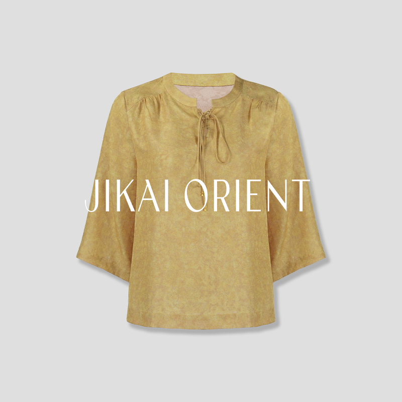 Sunshine of the East· "Golden Summer" Design Silk Jacquard Shirt with Dark Pattern Ly-25150