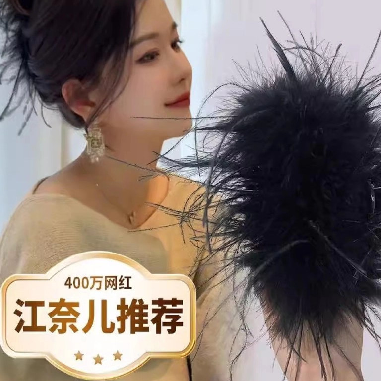Four Times the Hair Volume, Jiang Naier Endorsed Feather Hair Clip, Imported Ostrich Feather Hair Clip, Super Fairy Hair Accessory