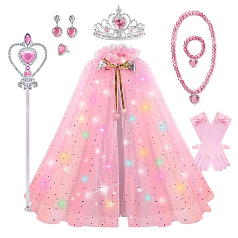 Glowing Elsa Cape Halloween Christmas Performance Costume Kidsren's Luminous Skirt New Year's Toys as Gifts for Kidsren Glowing Elsa Cape Halloween Christmas Performance Costume Kidsren's Luminous Skirt New Year's Toys as Gifts for Kidsren