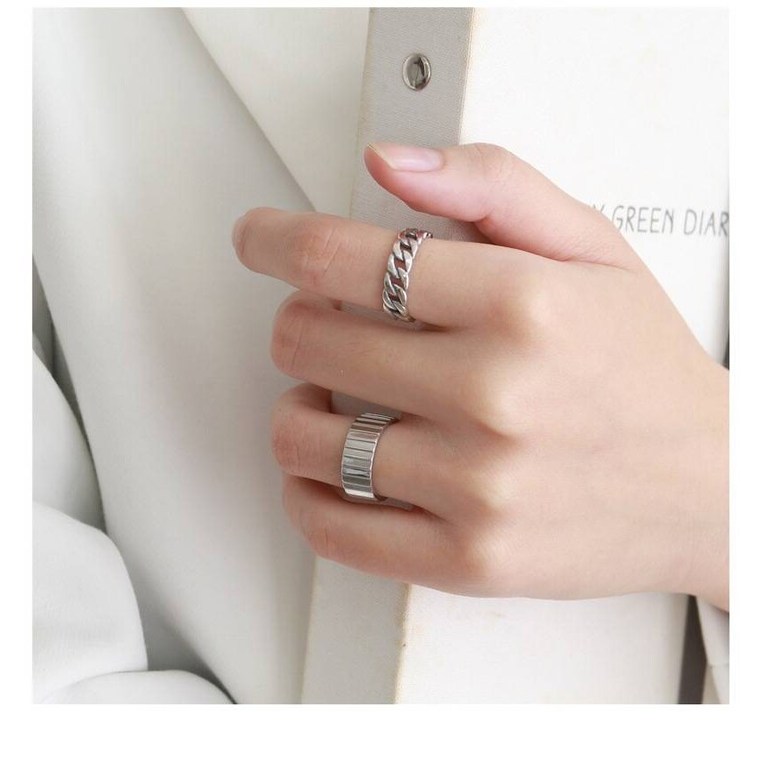 S925 sterling silver open ring ins Korean style versatile minimalist aperture glossy ring mix and match trendy ring for women