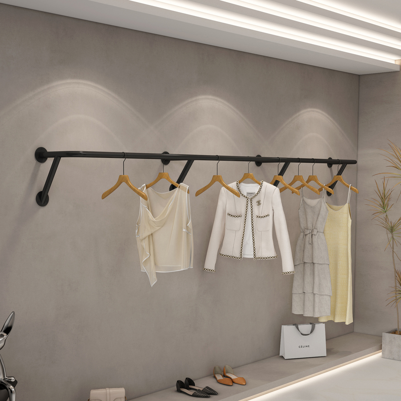 Thickened Display Rack for Clothing Stores, Modern Minimalist Display Rack, Wall-Mounted Shelf, Side-Hanging Clothes Rack for Men's and Women's Clothing Stores