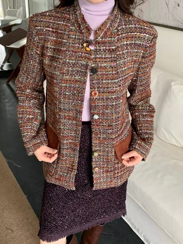 100% Wool Tweed Jacket for Women, Non-Returnable