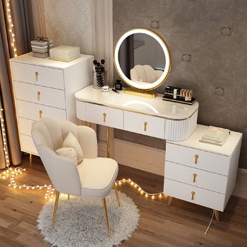 Light luxury dressing table bedroom modern simple internet celebrity ins style makeup table nordic storage cabinet integrated large and small apartment