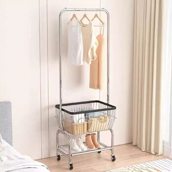 Clothes rack floor-standing bedroom simple storage household clothes rack floor-standing vertical clothes rack ins style japanese bedside guzhi