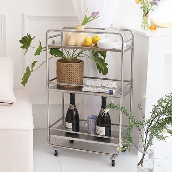 Stainless steel kitchen clip rack floor-mounted multi-layer ultra-narrow refrigerator gap wide bathroom storage cart