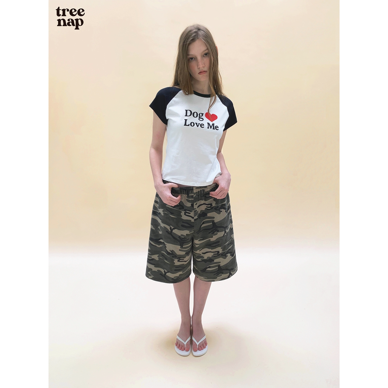 Tree Nap Elastic Waist Retro Camouflage Washed Loose Casual Mid-Length Pants Sweatpants Tree Nap Elastic Waist Retro Camouflage Washed Loose Casual Mid-Length Pants Sweatpants