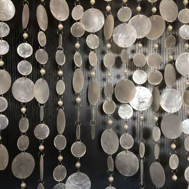 French-Style Pearl Shell Disc Bead Curtain, Partition Curtain for Hallway, Modern Dreamy Romantic Hanging Curtain, Window Curtain French-Style Pearl Shell Disc Bead Curtain, Partition Curtain for Hallway, Modern Dreamy Romantic Hanging Curtain, Window Curtain