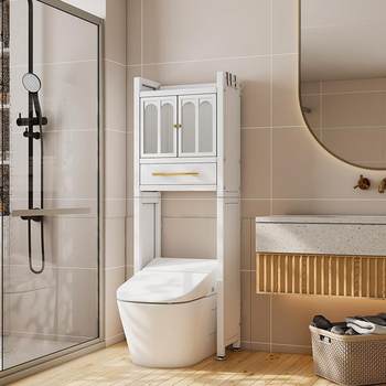 Multi-layer floor-standing high-end storage cabinet toilet pumping smart bathroom rack above bathroom toilet storage rack