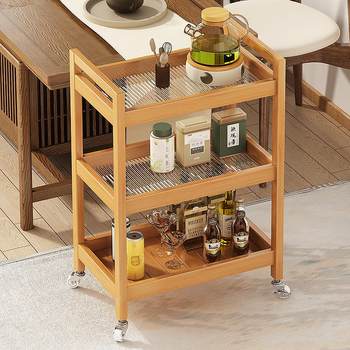 Cart storage rack with floor-to-ceiling floor in the living room, household multi-layer tea cabinet, movable tea cup storage rack
