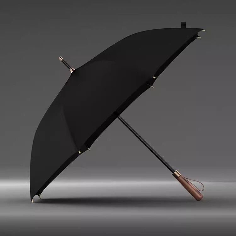 German Precision-Made Vintage Wooden Handle Double-Layer Extra-Large Reinforced Storm-Resistant Dual-Use Men's Business Long-Handled Umbrella