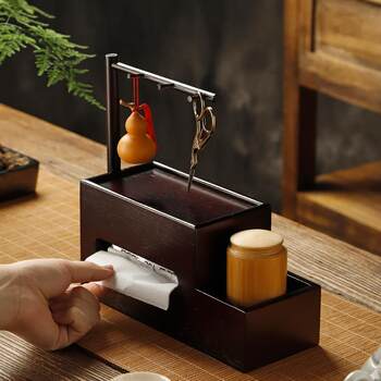 Bamboo delivery tissue box chinese solid wood napkin card box simple retro creative card box home living room storage