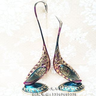 Pakistani bronze long-necked couple swan handicrafts swan ornament gift box wedding gift