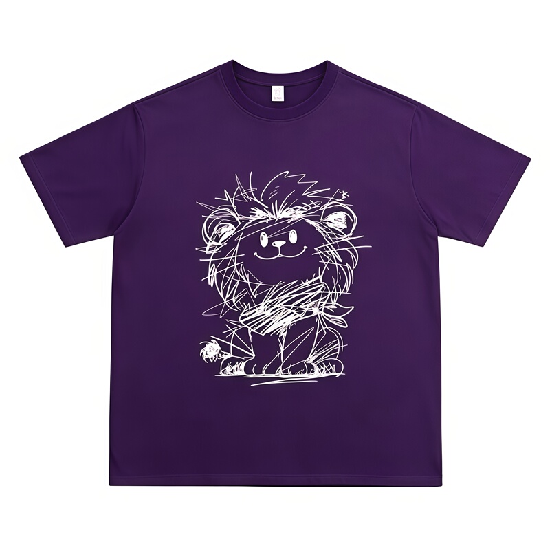 Grtq Trendy Brand Series (Scrawled Little Lion) Men's and Women's Short-Sleeved New American-Style Heavy Cotton T-Shirt Printed T-Shirt Grtq Trendy Brand Series (Scrawled Little Lion) Men's and Women's Short-Sleeved New American-Style Heavy Cotton T-Shirt Printed T-Shirt