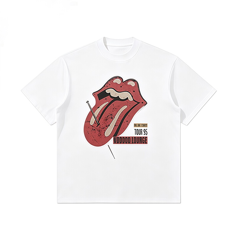 Grtq Trendy Brand Series (Rolling Stone Tongue) Men's and Women's Short-Sleeved New American-Style Heavy Cotton T-Shirt Printed T-Shirt for Men Grtq Trendy Brand Series (Rolling Stone Tongue) Men's and Women's Short-Sleeved New American-Style Heavy Cotton T-Shirt Printed T-Shirt for Men