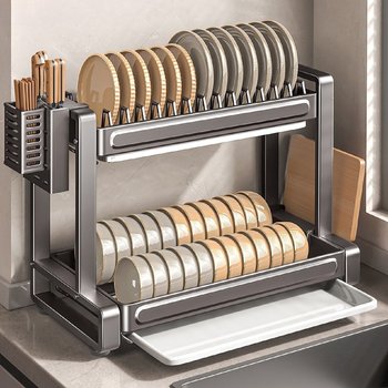 Kitchen bowl rack drain rack cabinet storage rack household countertop multi-function bowl plate bowl plate chopsticks storage rack box
