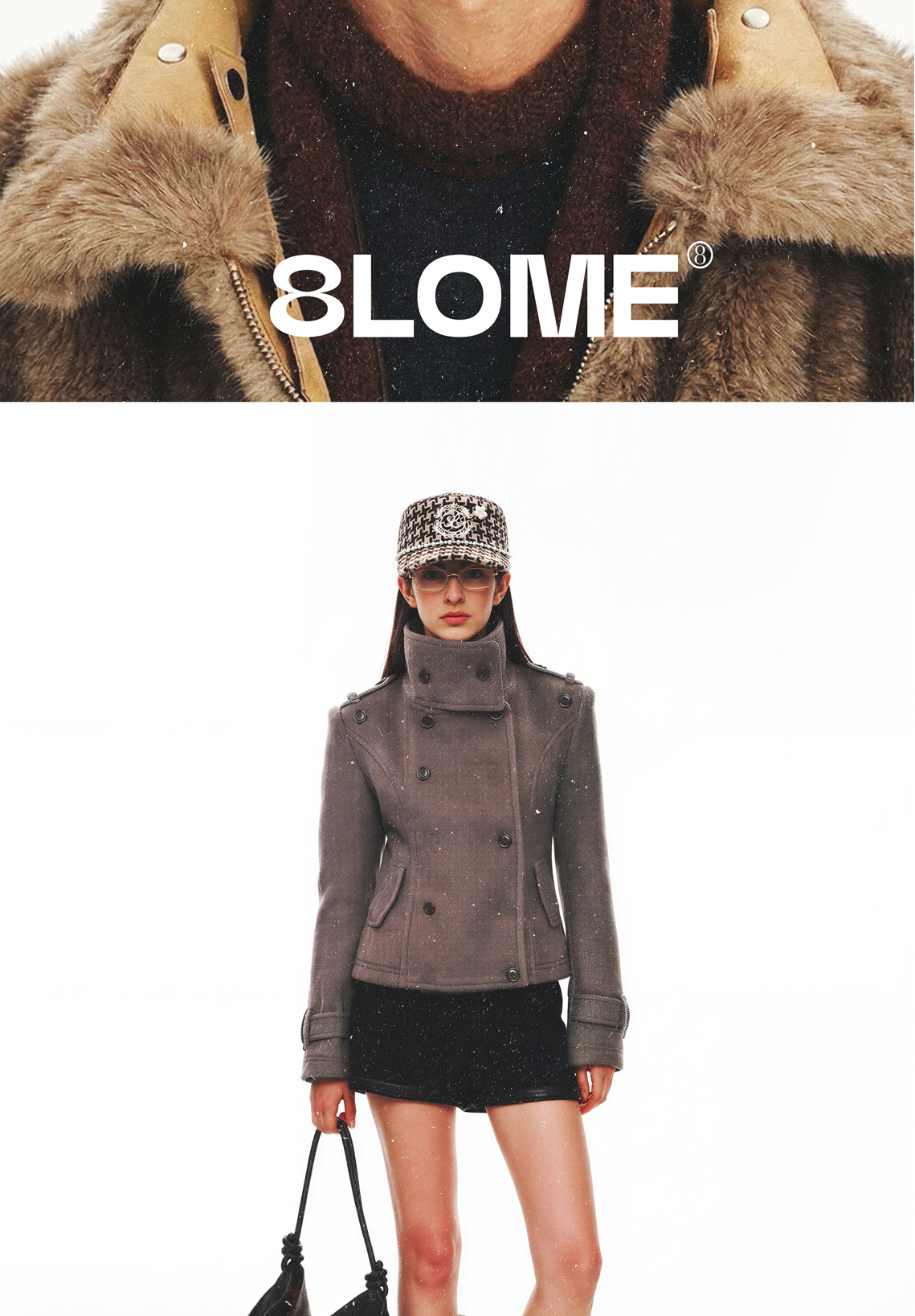 8LOME Pearl Houndstooth Curved-Brim Baseball Cap