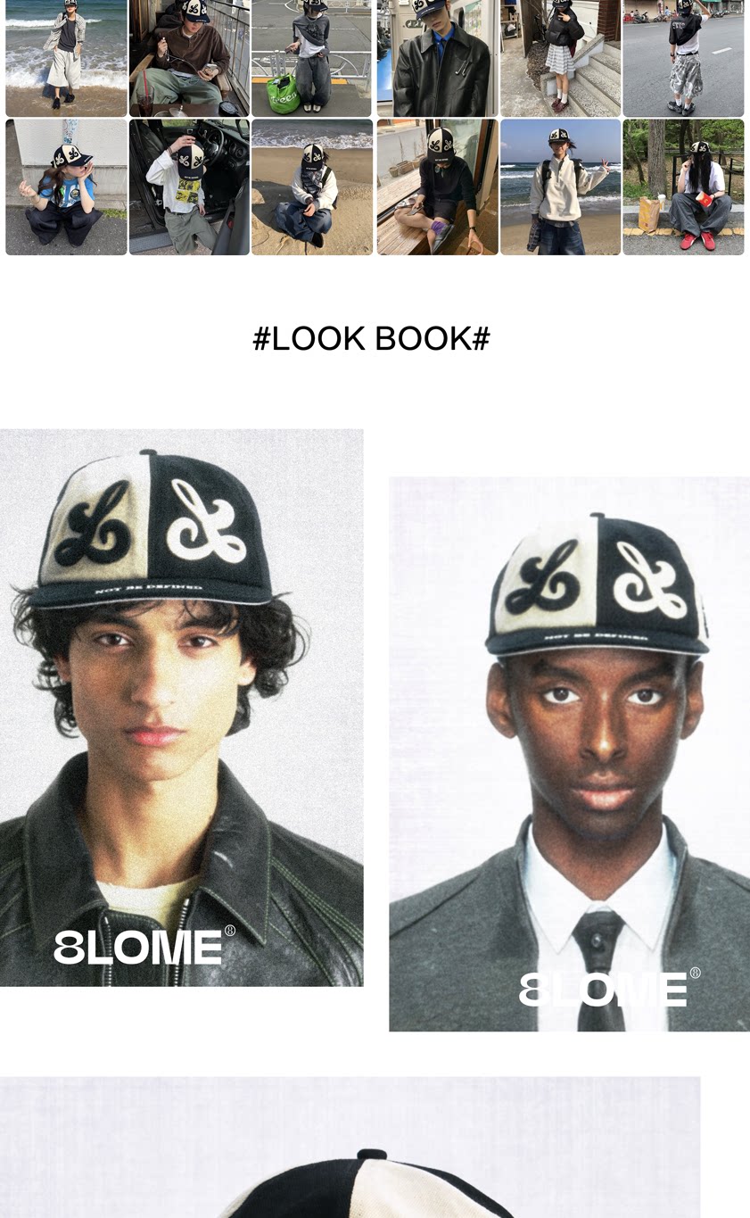 8LOME Black And White Flat Brim Baseball Cap